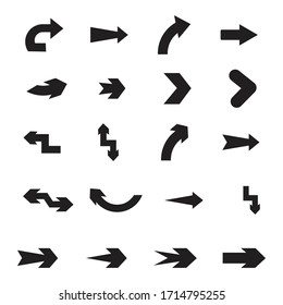 conjunto de flechas vectoriales negras iconos de flechas aisladas en fondo blanco.