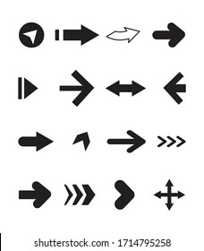 set of black vector arrows icons arrows isolated on white background.