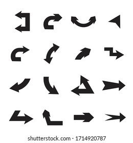 set of black vector arrows icons arrows isolated on white background.