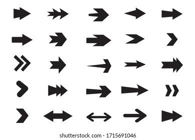 set of black vector arrows icons arrows isolated on white background.