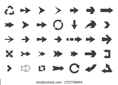 set of black vector arrows icons arrows isolated on white background.