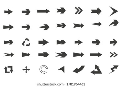 conjunto de flechas vectoriales negras iconos de flechas aisladas en fondo blanco