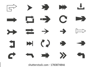 Set of black vector arrows icons. Arrows isolated on white background