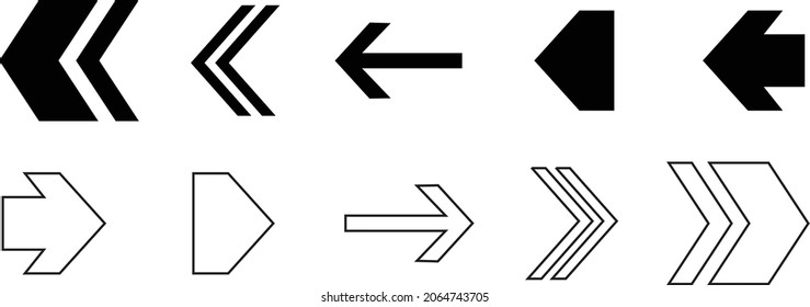Set of black vector arrows. Arrows vector illustration collection