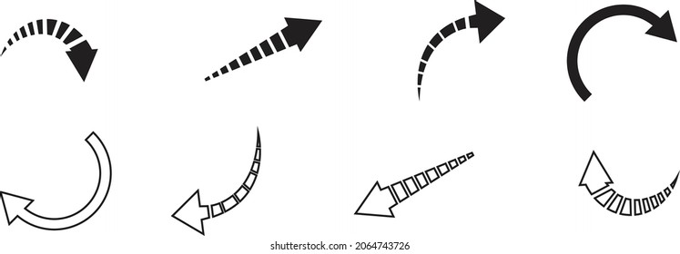 Conjunto de flechas vectoriales negras. Colección de ilustraciones vectoriales de flechas