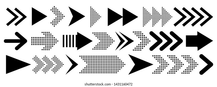 Set of black vector arrows isolated on white. Arrow icon. Arrow vector icon. Arrow. Arrows vector illustration collection