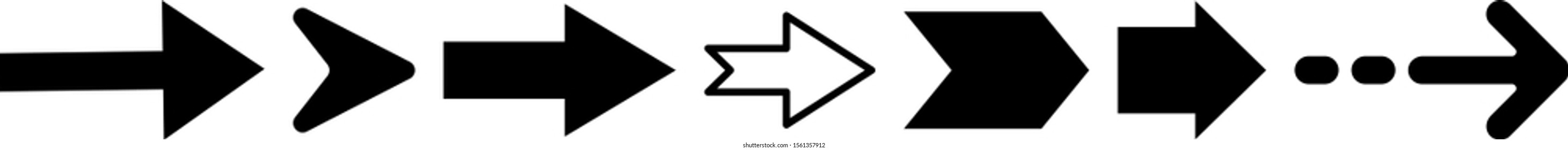 Set of black vector arrows isolated on white. Arrow icon. 