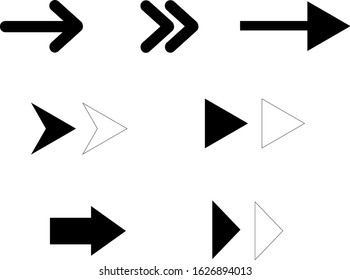 Set of black vector arrows on the white background. Arrows illustration  collection.