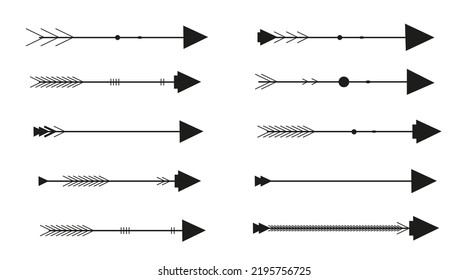Set of black vector arrows.Tribal arrows isolated on white background. Arrow icon.