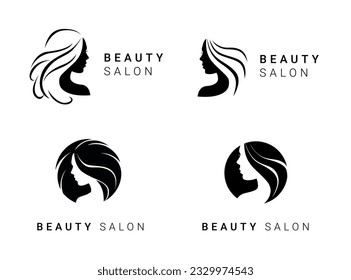Set of black vector beauty salon or hairdresser icon designs isolated on white background
