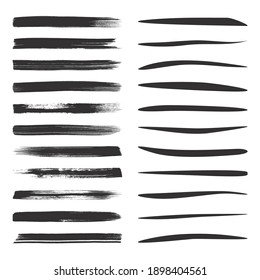 Set of black vector brush and marker strokes