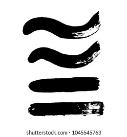 Set of black vector brush strokes. Element for different design