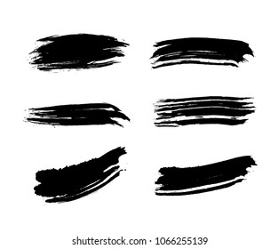 set of black vector brush strokes