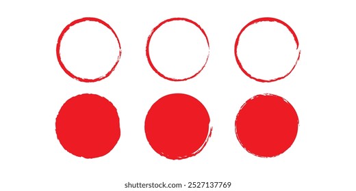 Set of black vector circles. Hand drawn circular shapes. Rough edges abstract elements. Suitable for various designs. eps 10