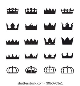 Set of black vector crowns