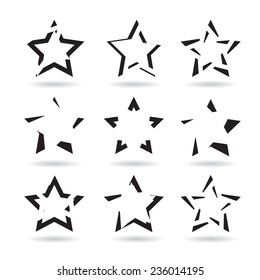 Set of black vector destroyed stars