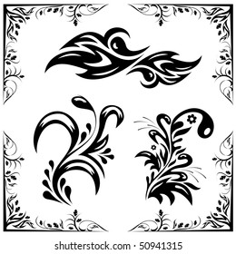 a set of black vector different patterns for decoration