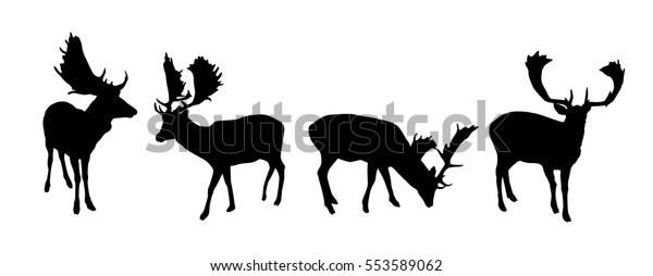 Set Black Vector Fallow Deer Silhouettes Stock Vector (Royalty Free ...