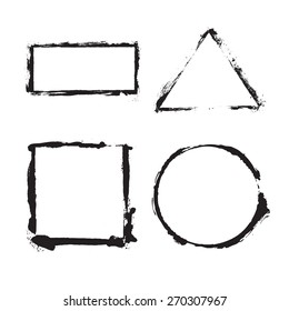 Set of black vector frames in the grunge style.