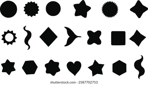 a set of black vector geometrical shape - Powered by Shutterstock - Get 15% off with code: PIKWIZARD15