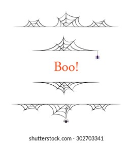 Set of black vector halloween borders on white background.