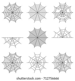 Set of black vector halloween borders on white background.