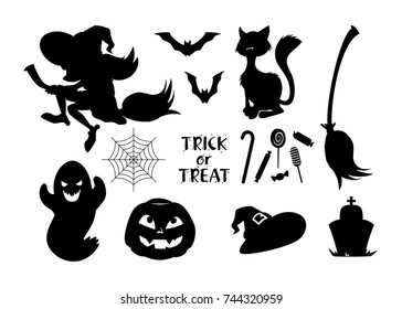 set of black vector Halloween icons. vector