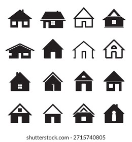Un conjunto de ícono negro de la casa de Vector. Diseño y logo de la propiedad