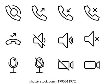 Set of black vector icons, isolated against white background. Flat illustration on a theme voice messages, mobile phone interface web icons, pictogram