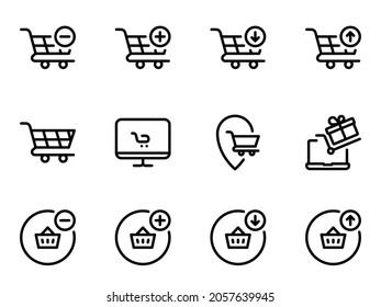 Set of black vector icons, isolated against white background. Flat illustration on a theme shopping