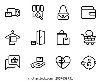 Set of black vector icons, isolated against white background. Flat illustration on a theme delivery to the door