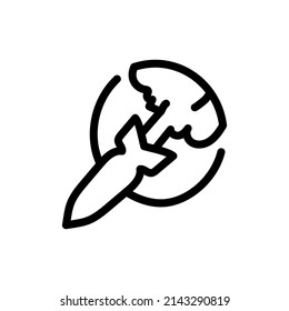 Set of black vector icons, isolated against white background. Flat illustration on a theme rocket