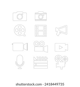 Conjunto de iconos vectoriales negros, aislados en fondo blanco. Colección de símbolos de esquema. Razo vector modificable. 