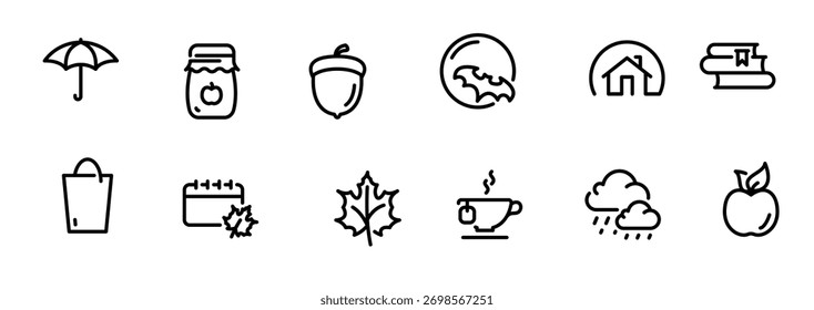 Conjunto de iconos vectoriales negros aislados contra blanco