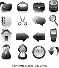 Set of  black vector icons. Isolated on white