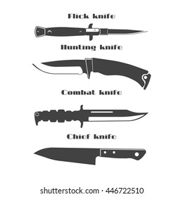 set of black vector knifes illustrations.