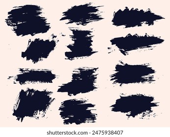 Set of black vector paint brush stroke background