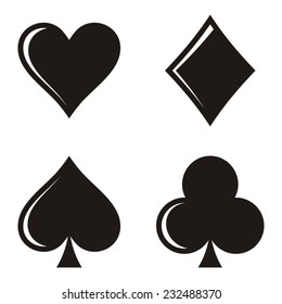 Set of black vector playing card symbols isolated