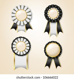 Set of black vector prize ribbons with place for text