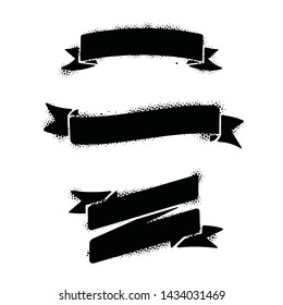 Set of black vector ribbons on white background. 