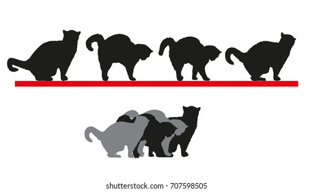 Set black vector silhouettes of British cats in different positions