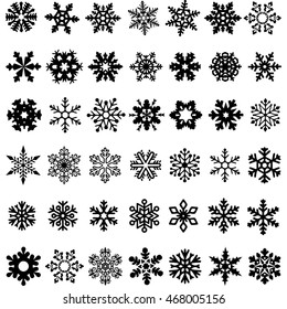 Set of black vector snowflakes on a white background. set of vector snowflakes for christmas background