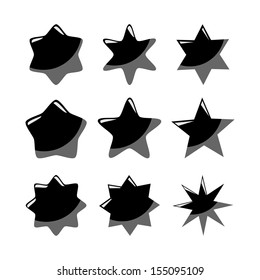 Set of black vector stars, isolated icons