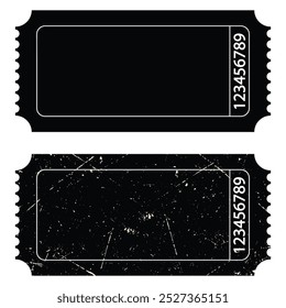 Set of black vector templates for tickets, coupons. Empty space for your text.