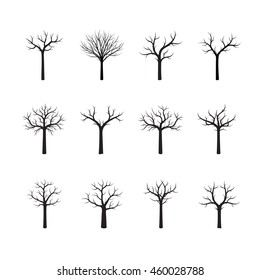 Set of black vector trees.