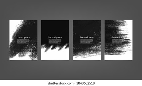 Set of black vector watercolor backgrounds for poster, brochure or flyer, Bundle of watercolor posters, flyers or cards. Banner template.