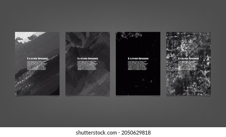 Conjunto de fondos de acuarela de vectores negros para afiches, folletos o volantes, Conjunto de afiches de acuarela, volantes o tarjetas. Plantilla de banner.