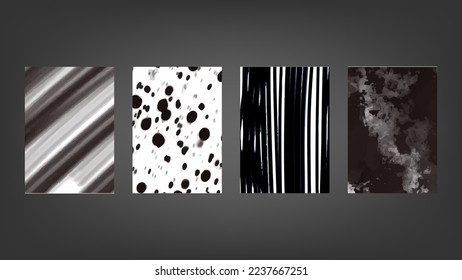 Set of black vector watercolor backgrounds for poster, brochure or flyer, Bundle of watercolor posters, flyers or cards. Banner template.