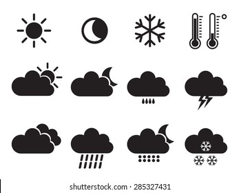 Set of Black Vector Weather Icons.