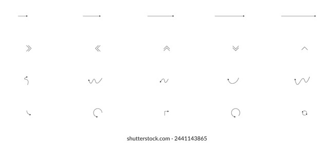 Set of black vectors arrows icons, Arrow icon, Arrow vector collection, Arrow cursor, Modern simple arrows, Vector illustration, Arrow vectors